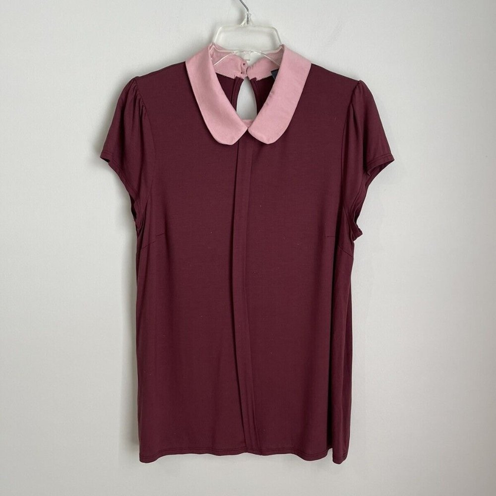 Modcloth Burgundy Perfected Polish Knit Top Peter Pan Collar
